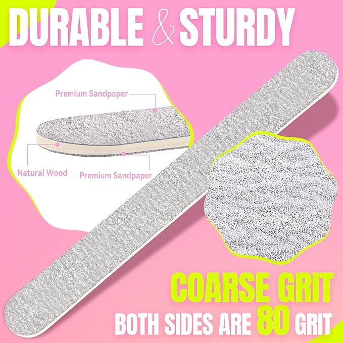Disposable Zebra Nail Files 80/80 Grit 5 Inch Double Sided Emery Boards for Acrylic Nails Toenails Professional Manicure Pedicure Tools 50Pcs (Pack of 2)