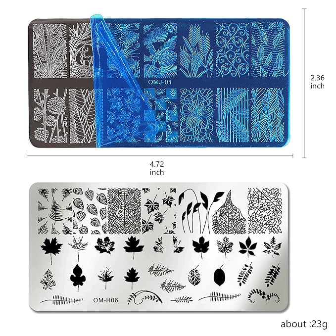AddFavor Nail Art Stamper Kit 6pcs Flower Heart Leaf Lace Butterfly Stamping Plate Template with Silicone Nail Stamper and Scraper for Women Girls DIY Fingernail Manicure Stencils Tools