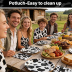 100 Pcs Disposable Black Cow Print Tableware Set - Image 5