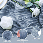 Cheesecloth Table Runner 10FT 4Pcs Dusty Blue Boho Gauze Runners | Cheese Cloth - Image 3