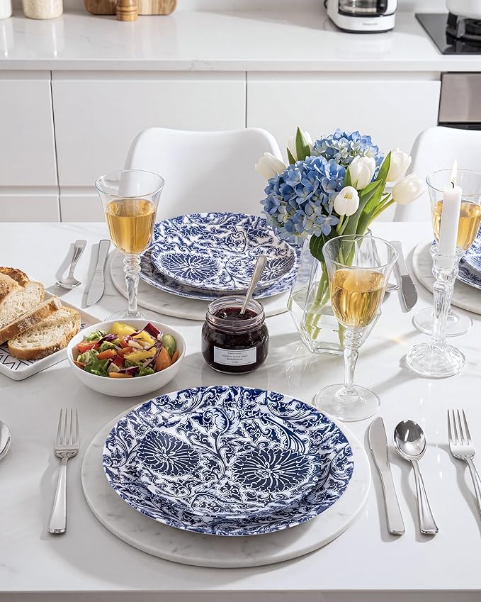 Blue Plastic Plates, Floral Disposable Plates, anniversaries, or holidays. - Image 4