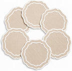 Linen Coasters for Drinks, 4.5 inch, Taupe | Absorbent Linen Drink Mats by EmbroideryLinenVN