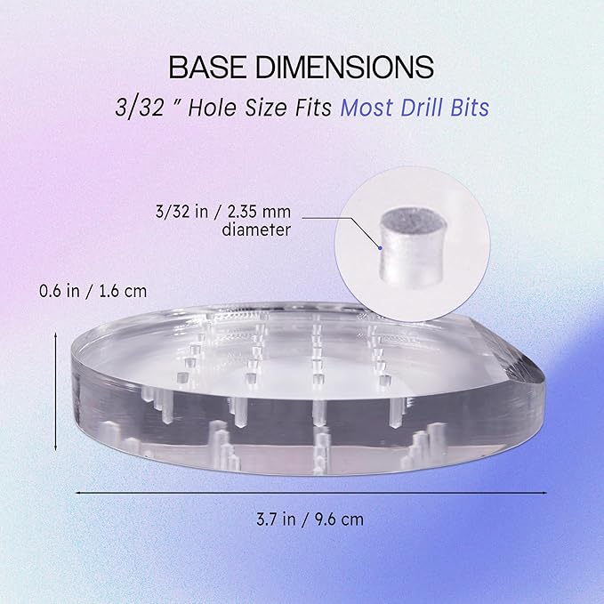 PANA Round Transparent Acrylic Nail Drill Bit Holder Display Organizer Stand - Carbide Bit Storage Mount For Manicure Tools Nail Salon - 24 Holes Clear (Drill Bits Not Included)