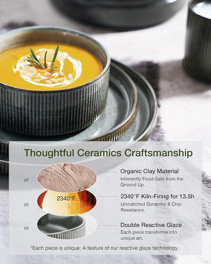 Famiware Star Ceramic Plates and Bowls Sets, Reactive Glaze Dishes - Image 5