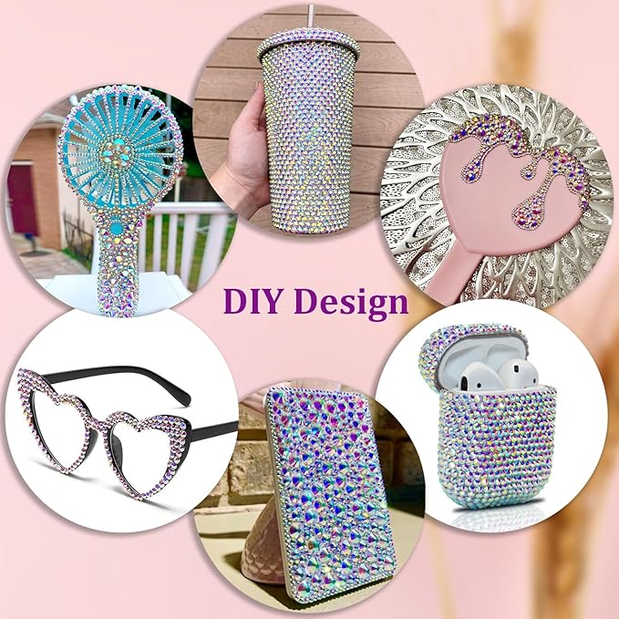 30000Pcs Resin Rhinestones for Bedazzling with Tweezers, AB Rhinestones for Crafting with B7000 Jewelry Glue for DIY Crafts Clothing Tumblers Shoes Fabric Nail Art