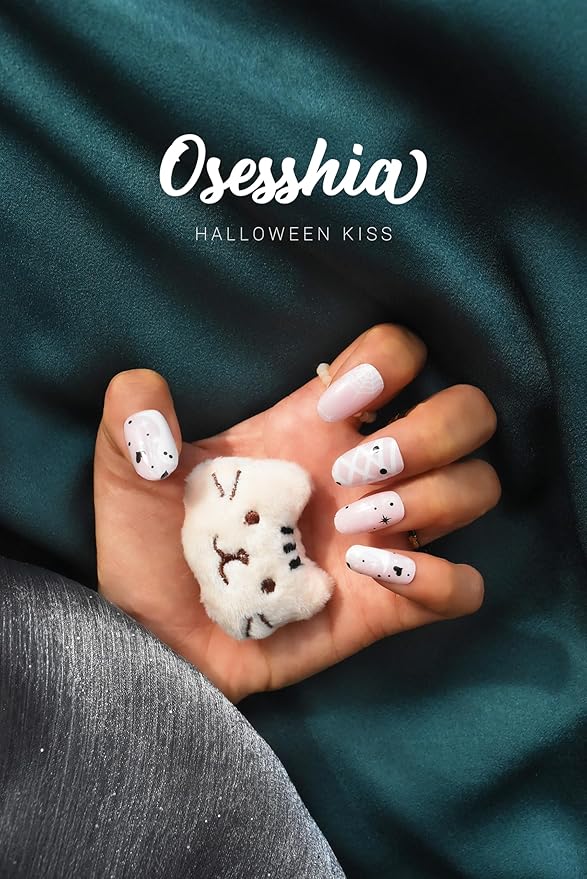 Semi Cured Gel Nail Strip Starter Kit, (Include 60 Pcs Nails Stickers, 1 UV Lamp and Nail Tools), Glaze Wraps, Long Lasting Polish Strips, Salon Quality Halloween Kit