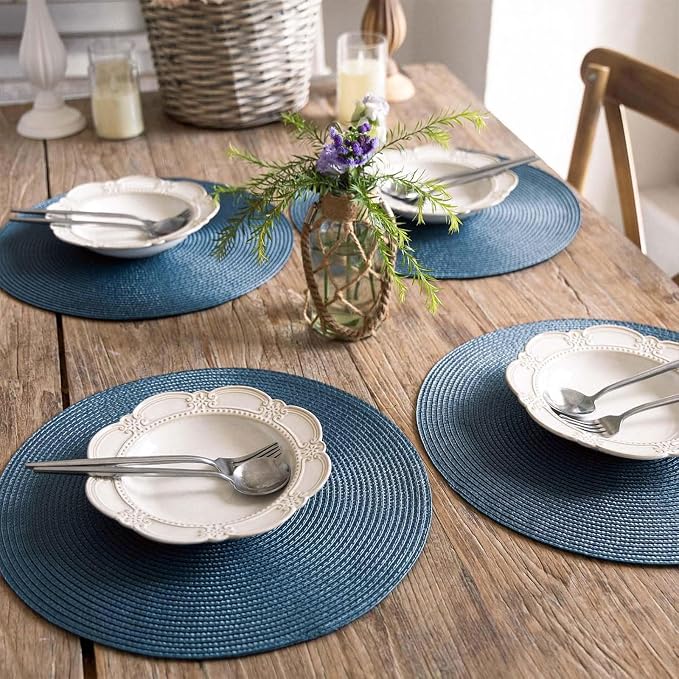 FunWheat Round Braided Placemats Set of 6 Table Mats - Image 6