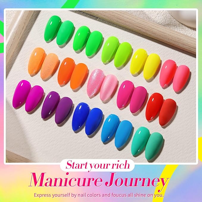 Born Pretty Neon Nail Polish Set, 15 Colors Halloween Nail Polish Quick Dry Nail Polish Kit Hot Pink Yellow Green Blue Nail Lacquer Glossy Nail Polish Manicure Set for DIY Nail Art Salon Home Gift