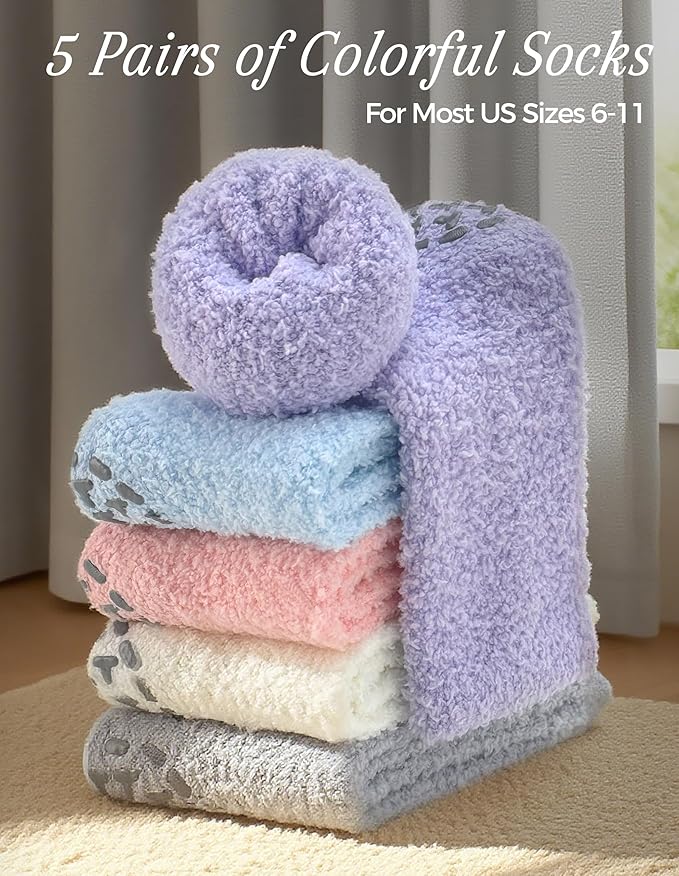 TEHOOK Warm & Cozy Gifts for Women, Stocking Stuufers, Fluffy Fuzzy Plush Sleeping Slipper Socks - Soft Warm Fabric