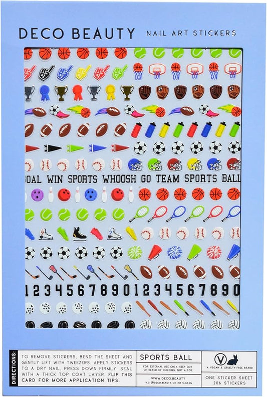 Deco Beauty Sports Ball Nail Stickers - Lightweight & Easy-to-Apply Nail Art with Trendy Designs - Durable & Long-Lasting Nail Stickers for Women, Ideal for DIY Manicures & Salon-Quality Nails