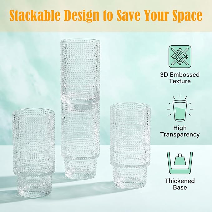 16 oz Ribbed Glass Tumbler - Image 3