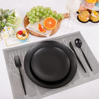 ejonirinjonir 150pcs Frosted Black Plastic Plates Plastic Plate - Image 2