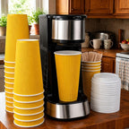 Restaurantware Ripple Wall Coffee Cups 500 Count 16 Ounce Insulated Yellow - Image 3