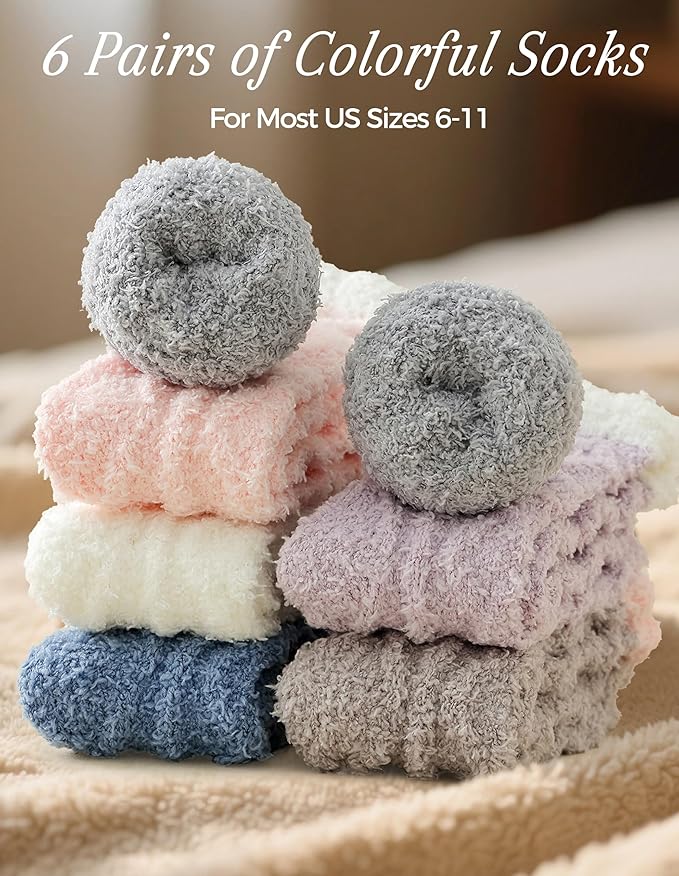 TEHOOK Warm & Cozy Gifts for Women, Stocking Stuufers, Fluffy Fuzzy Plush Sleeping Slipper Socks - Soft Warm Fabric
