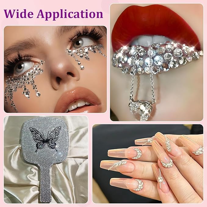 30000Pcs Resin Rhinestones for Bedazzling with Tweezers, Clear Rhinestones for Crafting with B7000 Jewelry Glue for DIY Crafts Clothing Tumblers Shoes Fabric Nail Art