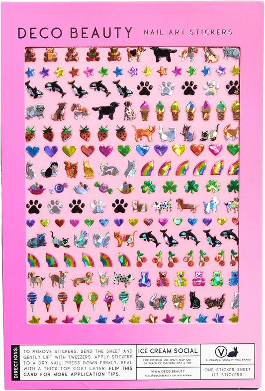 Deco Beauty Ice Cream Social Nail Stickers - Lightweight & Easy-to-Apply Nail Art with Trendy Designs - Durable & Long-Lasting Nail Stickers for Women, Ideal for DIY Manicures & Salon-Quality Nails
