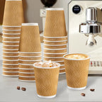 SIUQ 150 Pack 8 oz Disposable Coffee Cups, Insulated Corrugated Paper Cups | - Image 7