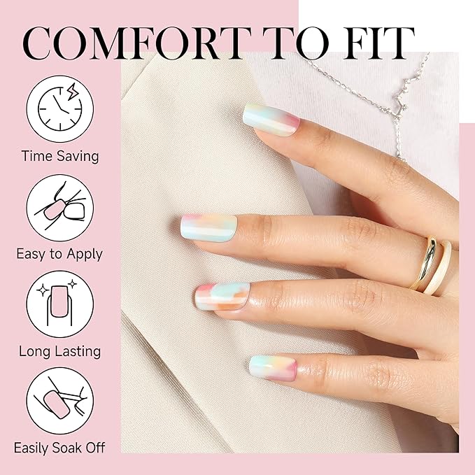 Short Square Nail Tips: 240PCS Soft Gel Pre-filed Short Square Fake Tips, 12 Sizes Full Cover Acrylic False Press On Nails for DIY Nail Art Home Salon