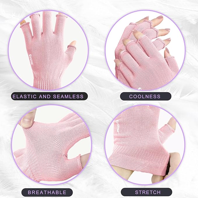 GSAFEME Cotton Gloves for Dry Hands - Fingerless Touchscreen Moisturizing Gloves for Sleeping - Cotton Eczema Gloves for Men and Women, Pink S/M 1 Pair