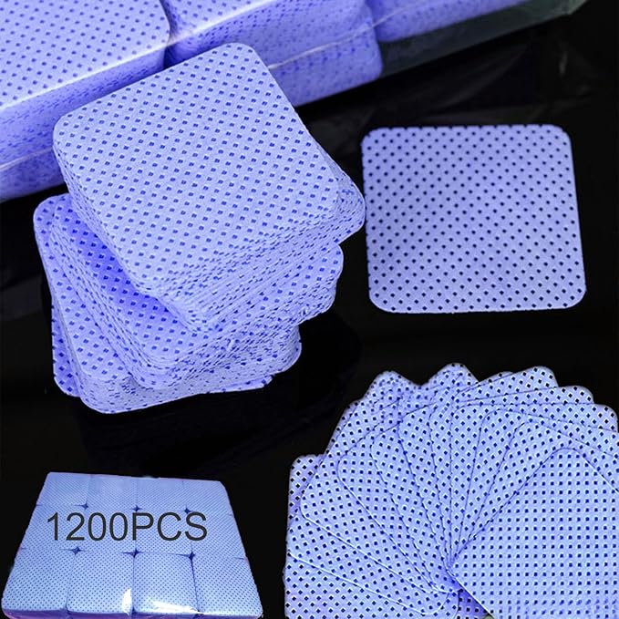 1200 PCS Lint Free Nail Wipes, Nail Polish Remover Pads Wipes, Lint Free Cotton Pads Wipes Non-woven Fabric Lash Glue Wipes, Soft Gel Nail Wipes Eyelash Extension Glue Wipes, Lash Glue Cleaning Pads