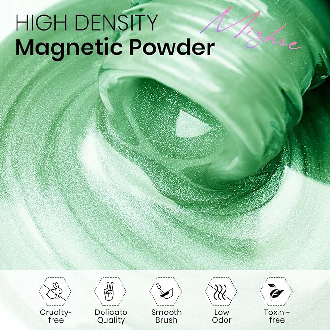 MIZHSE Moonlight Cat Eye Gel Nail Polish, Magnetic Gel Polish Set with Sheer Pink Nail Gel and 1 Magnet Stick, Glossy Effect Nail Gel Green Blue Pink Soak Off UV/LED Nail Art Salon Manicure Home Gift