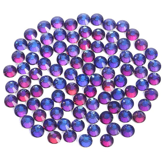 Novani Rhinestones 3000Pcs Flatback Crystal Round Loose Gemstones Glass Rhinestones for Crafts Makeup Nail Art Clothes Shoes DIY Decorations(SS6, 1.9-2.0mm,Blue Flame)