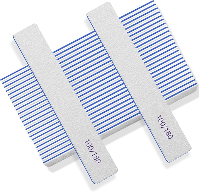 50 Pcs Nail File 100/180 Grit, Heavy Duty Nail Files for Acrylic/Natural Nails, Emery Boards for Nails, Strong Finger Nail Filler, Coarse Nail File for Home and Salon Use