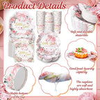 250 Pcs a Sweet Little Girl Is on The Way Baby Shower Plates Napkins | Pink Bow - Image 7