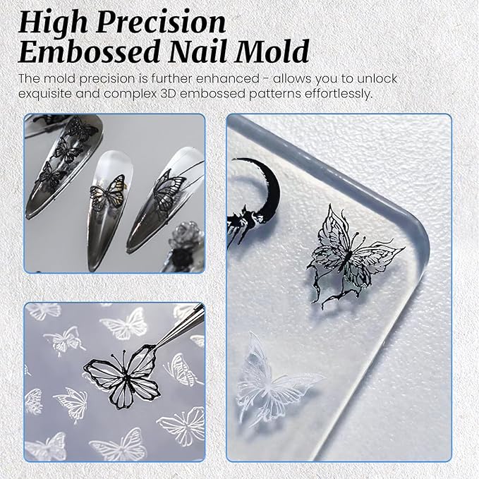 Nail Art Silicone Mold, Rose Nail Decoration Silicone Mold, 3D Nail Art Carving Mold Templates for Precise Embossed Pattern, Nail Tools Nail Charms for Acrylic Nail DIY Craft