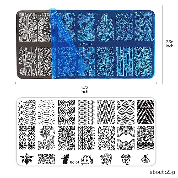 AddFavor Nail Stamper Kit 6pcs Flower Lace Vine Nail Art Stamping Plate Template with Silicone Nail Stamper and Scraper for Women Girls DIY Fingernail Manicure Stencils Tools