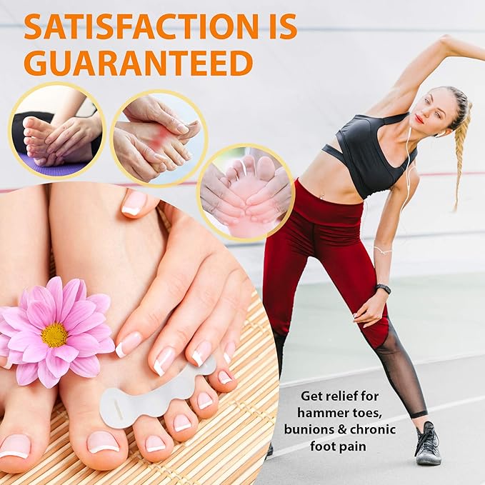 Toe Spacers Soft for Beginners - Toe Separators for Alignment, Toe Straightener for Foot Pain Relief, Silicone Bunion Corrector for Women Big Toe, Supports Foot Health
