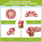 Crochet Flower Coasters, Handmade Bouquet Coasters - Image 3