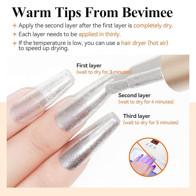 Silver Glitter Nail Polish Quick Dry 12ML, Sparkly Shimmer Shine nail polish Holographic Shimmery Nail Lacquer Varnish Nail Polish Natural Nail Art for Beginner-1PC
