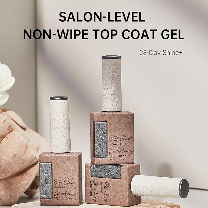 Salon-Level No-Wipe Top Coat Gel - 28+ Day Gloss Lock with Stain Defense | Mirror Shine | LED/UV Lamp Safe, Gift for Women