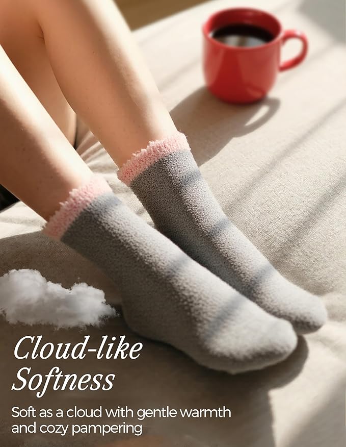 TEHOOK Warm & Cozy Gifts for Women, Stocking Stuufers, Fluffy Fuzzy Plush Sleeping Slipper Socks - Soft Warm Fabric