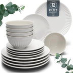 12 Piece Stoneware Dinnerware Set by PURELIVING