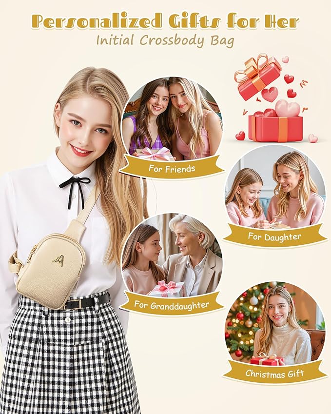 Birthday Gifts for 5 6 7 8 9 10 11 12 Year Old Girls, Initial Crossbody Bag for Girl, Tween Girls Trendy Stuff, Mini Sling Bag for Travel, Teen Girl Gifts Trendy Stuff, Small Everyday Bags