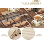 Retro Rustic Style Table Runner, Vintage Moose Deer Bear Leaf Tree Country - Image 5