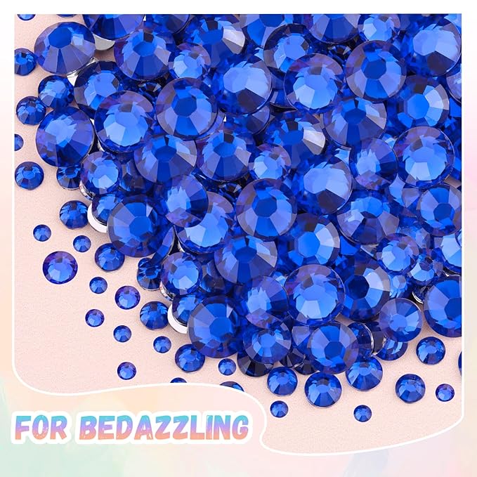 30000Pcs Resin Royal Blue Rhinestones for Bedazzling Crafting with b7000 Jewelry Glue, Bulk Flatback Gems Bedazzler Kit for Crafts Clothes Shoes Fabric Nail Diamond Art, Assorted Size 2/3/4/5/6mm