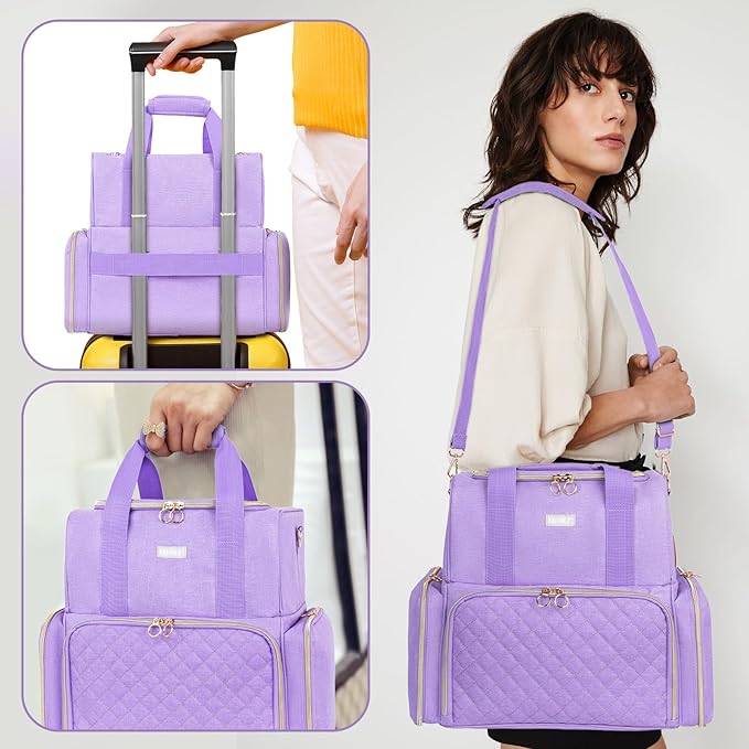 Nail Polish Organizer Holds 80 Bottles and a Nail Lamp,Nail Polish Carrying Case with 2 Removable Bags,Nail Organizers and Storage for Nail Tech,Portable Nail Polish Holder for Nail Supplies,Purple