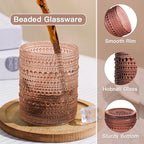 JOVGANK Venus Vintage Hobnail Drinking Glasses Set of 6, Embossed Water Tumbler - Image 4