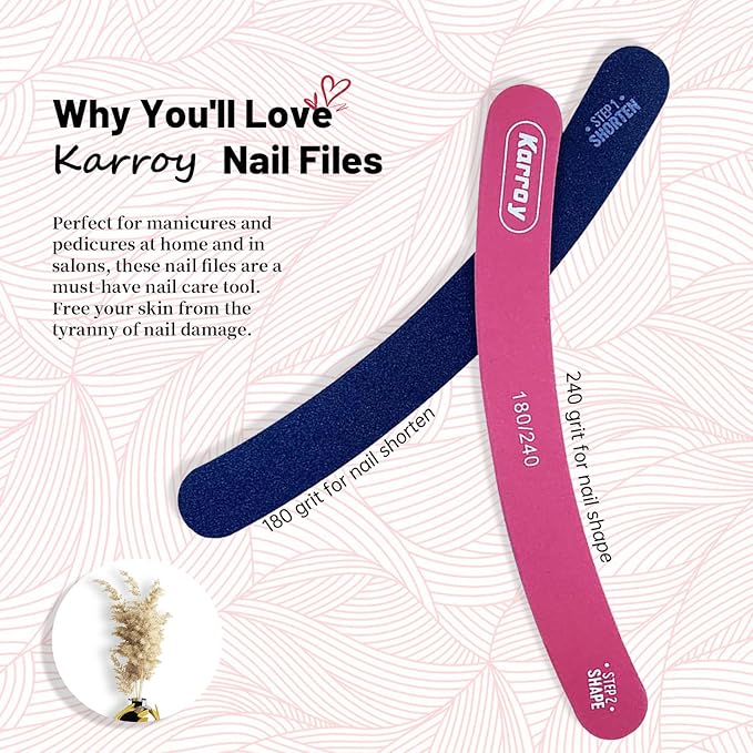 Nail File 20pcs Dual Sided Nail Files for Natural Nails Emery Boards Nail Filer for Acrylic Nail 180/240 Grit