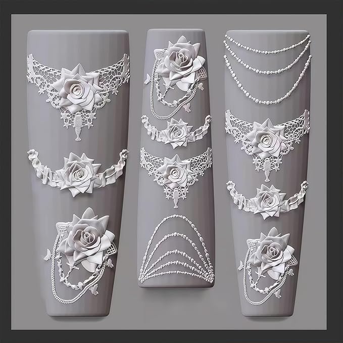 3D Lace Flowers Nail Art Molds Design, Y2k Decoration