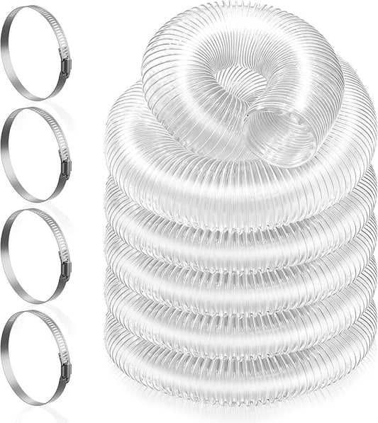 Hon&Guan 4" x 20' Dust Collection Hose, Flexible Clear Odorless PVC Dust Collector Hose with Carbon Steel Wire, Puncture Resistant Dust Hoses for Woodworking Dust Collecting System