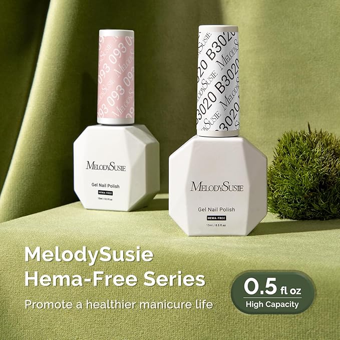MelodySusie Hema Free Gel Nail Polish, 0.5 Fl Oz Thick White Shimmer Gel Polish, Non-Toxic, Long Lasting, Soak Off UV Nail Polish, Manicure Nail Design Salon DIY Nail Art at Home B3020