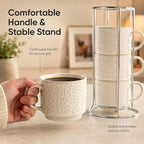 6 Oz Coffee Cups Set of 4, Stackable Espresso Cups - Image 2