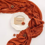 3Pcs Fall Terracotta Cheesecloth Table Runner 120 Inch Party Home Decor | - Image 3