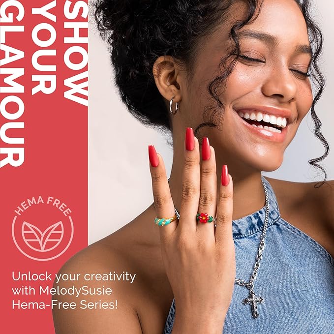 MelodySusie Hema Free Gel Nail Polish, 0.5 Fl Oz Thick Bright Coral Red Gel Polish, Non-Toxic, Long Lasting, Soak Off UV Nail Polish, Manicure Nail Design Salon DIY Nail Art at Home K1275