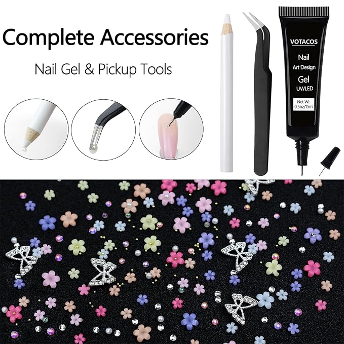 Nail Charms Rhinestones Colorful Nail Art Gems with Glue Gel Flatback Pearls Supplies Luxurious Crystal AB Rhinestones Nails Accessories Jewelry Pearls for Women Nails DIY Design