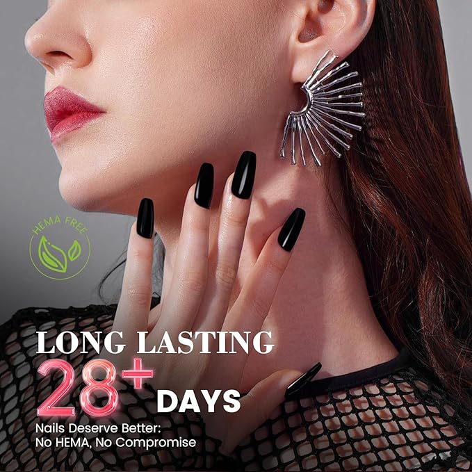 HEMA and TPO Free Black Gel Nail Polish Kit with U V Light for Chrome Nail Powder, 18 ML One Step Gel Nail Polish 3-in-1, No Need Base and Top Coat Women Girl Nail Lovers